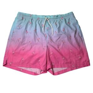 Wave Zone Men Flamingo Ombre Print Swim Trunks Size XXL Pink Blue Beach Vacation